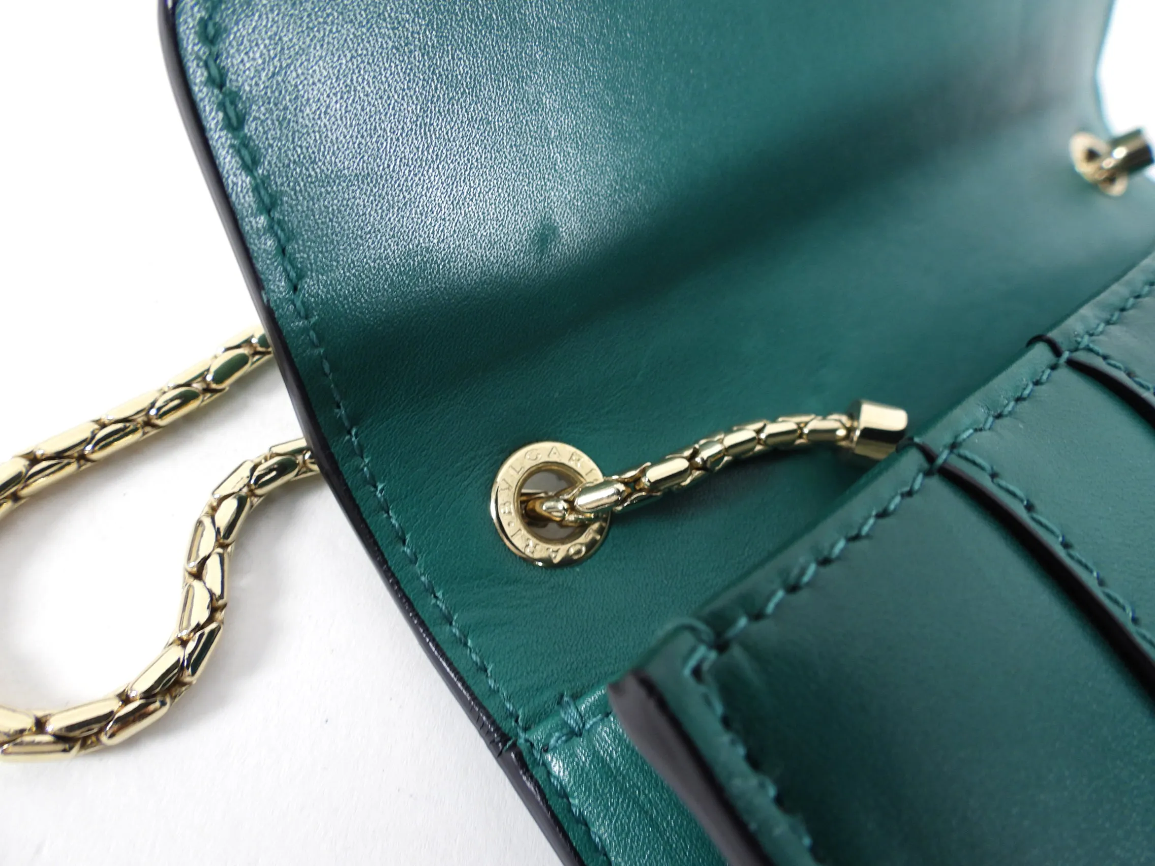 Bulgari Serpenti Forever Green Enamel Snake Flap Bag