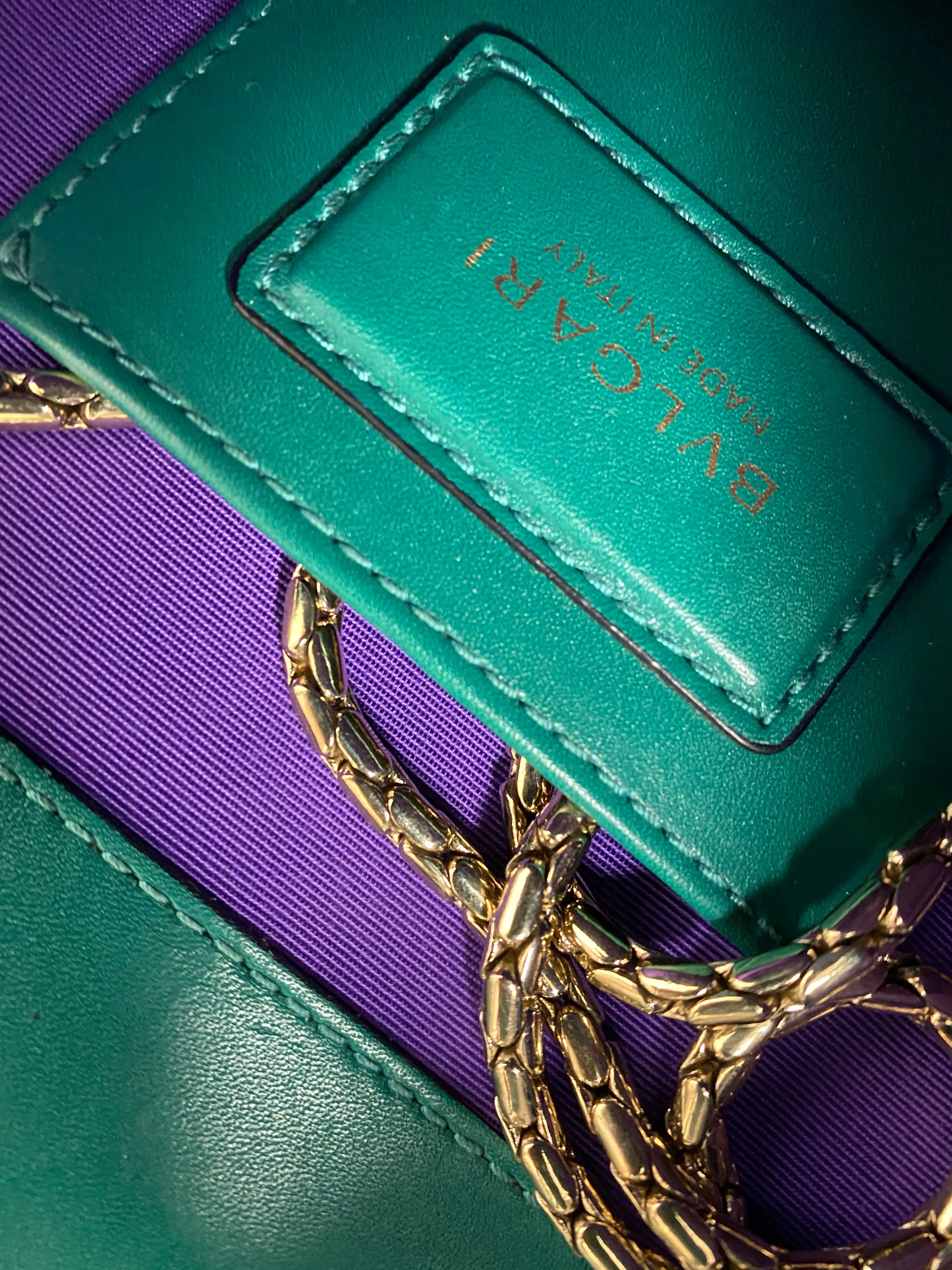 Bulgari Serpenti Forever Green Enamel Snake Flap Bag