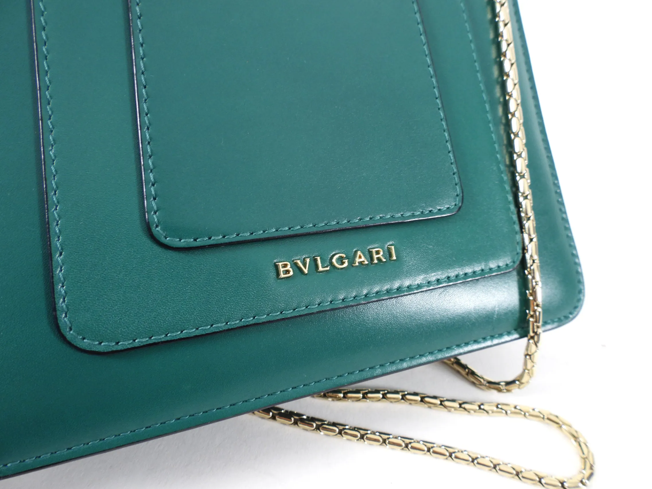 Bulgari Serpenti Forever Green Enamel Snake Flap Bag