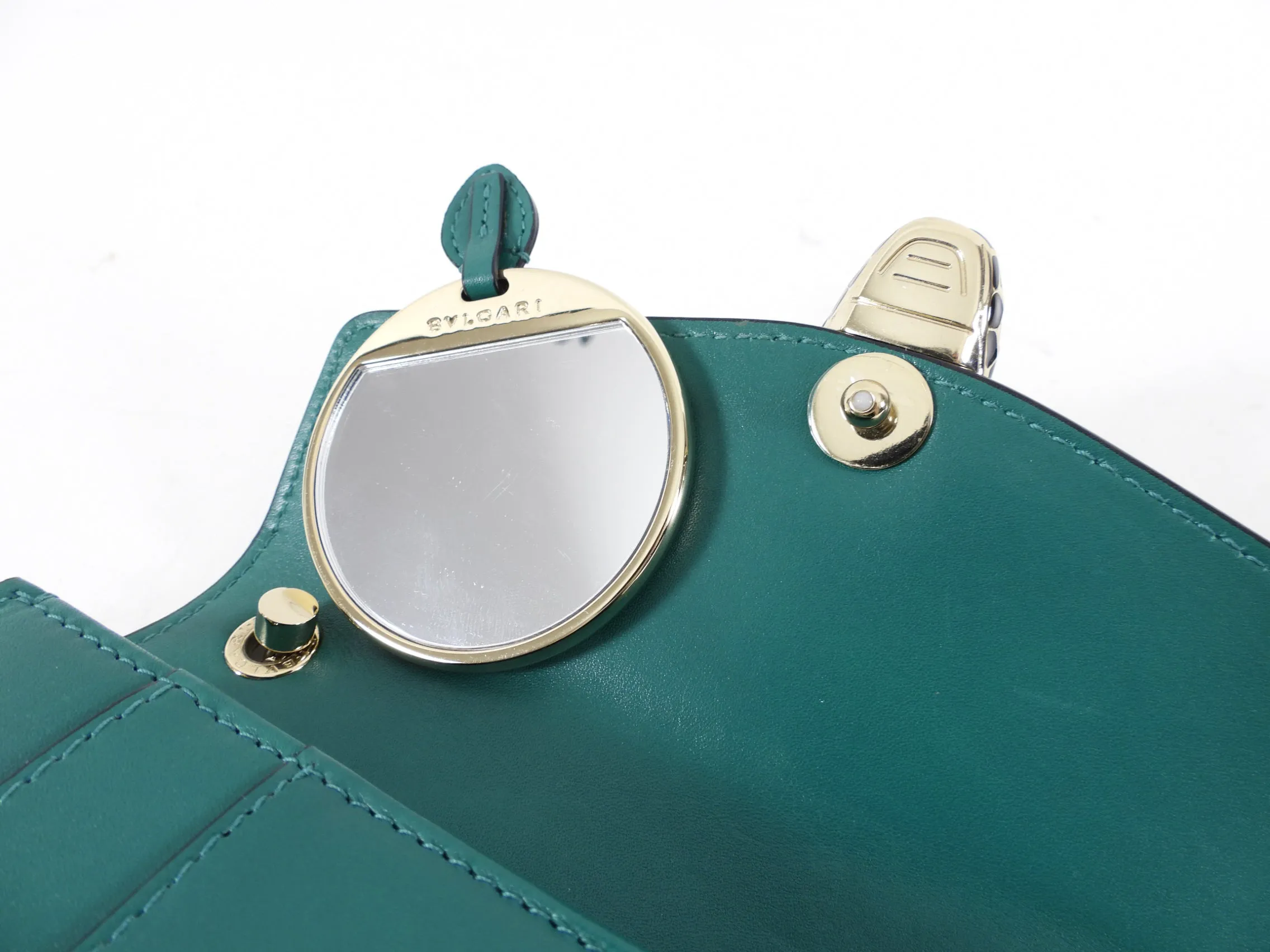 Bulgari Serpenti Forever Green Enamel Snake Flap Bag