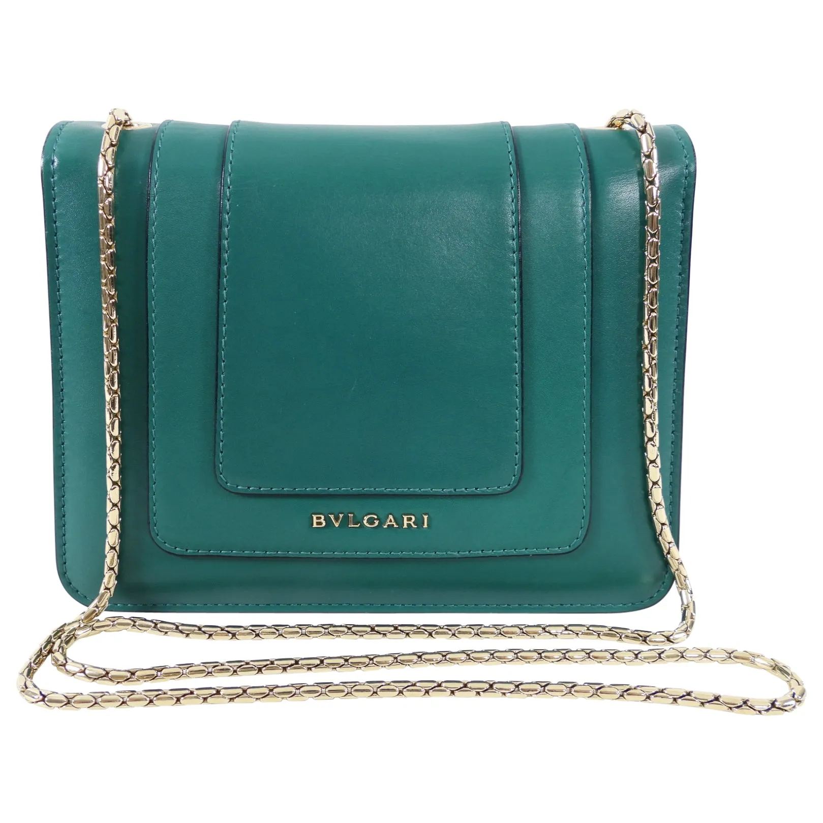 Bulgari Serpenti Forever Green Enamel Snake Flap Bag