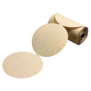 Carborundum Gold Aluminum Oxide Dri-Lube Paper Discs, 6 in Dia., P100 Grit, Roll, 05539510566