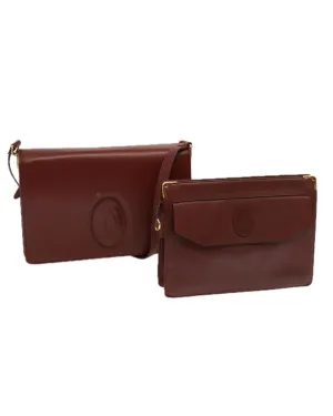 CARTIER Vintage Burgundy Leather Shoulder Bag with Detachable Wallet