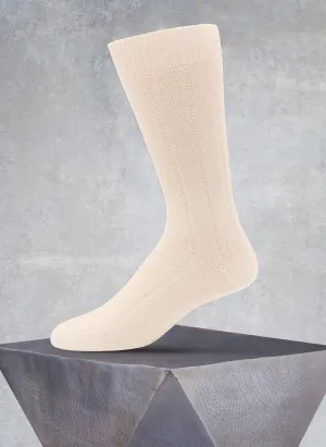 Cashmere Blend Rib Sock in Ivory