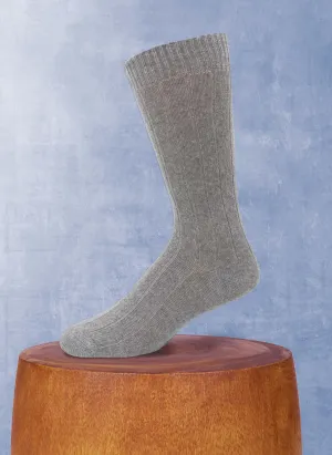 Cashmere Blend Rib Sock in Light Grey