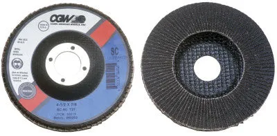 CGW Abrasives Flap Discs, Silicon Carbide, Regular, 4 1/2", 40 Grit, 5/8-11 Arbor, 13,300 rpm, 56022