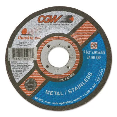 CGW Abrasives Resin Fibre Discs, Aluminum Oxide, 4 1/2 in Dia., 36 Grit, 48012