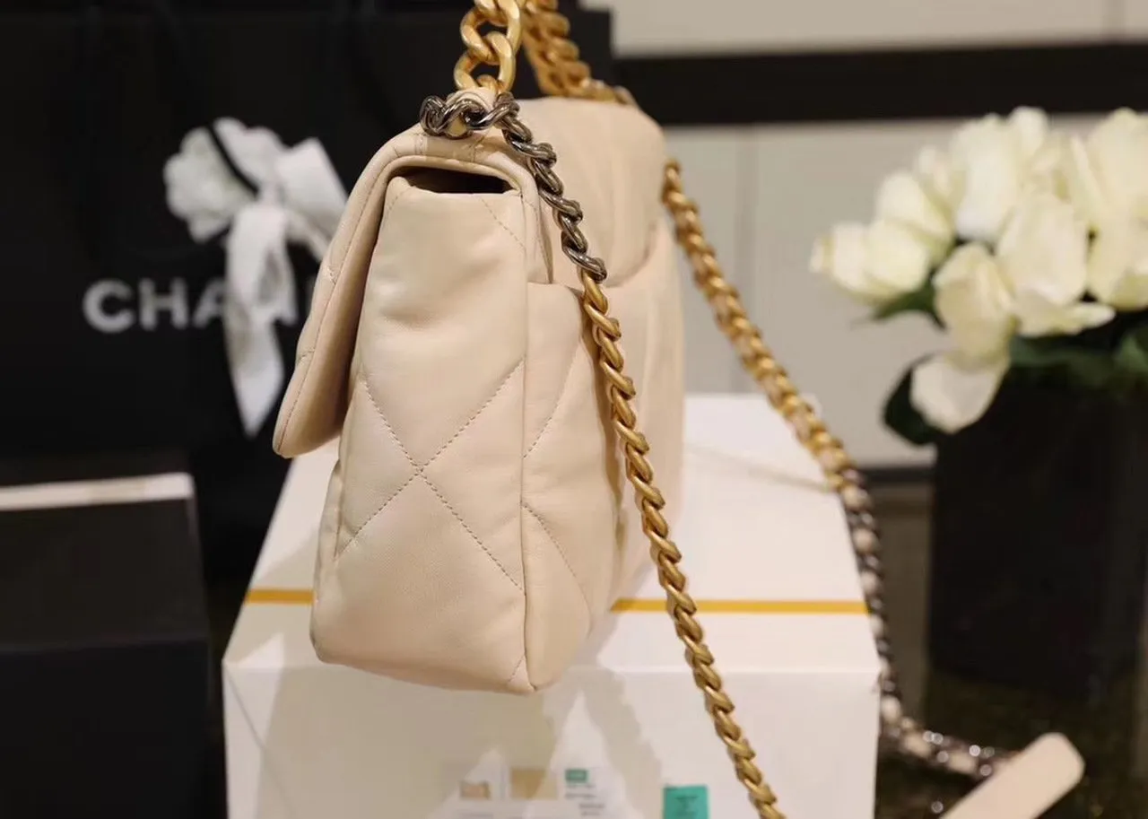 Chanel 19 Large Flap Bag Beige