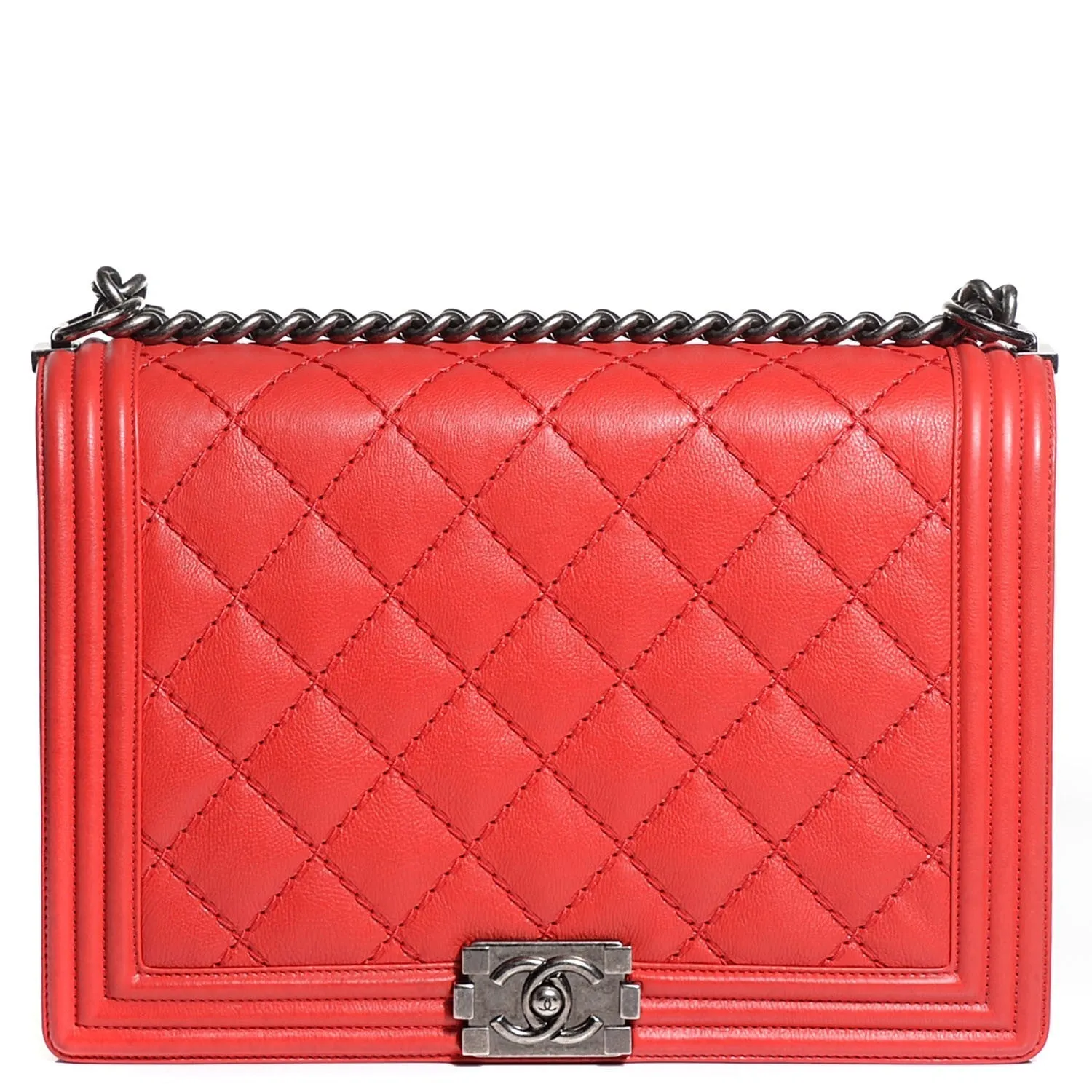 CHANEL Quilted Leather Large Boy Flap Bag