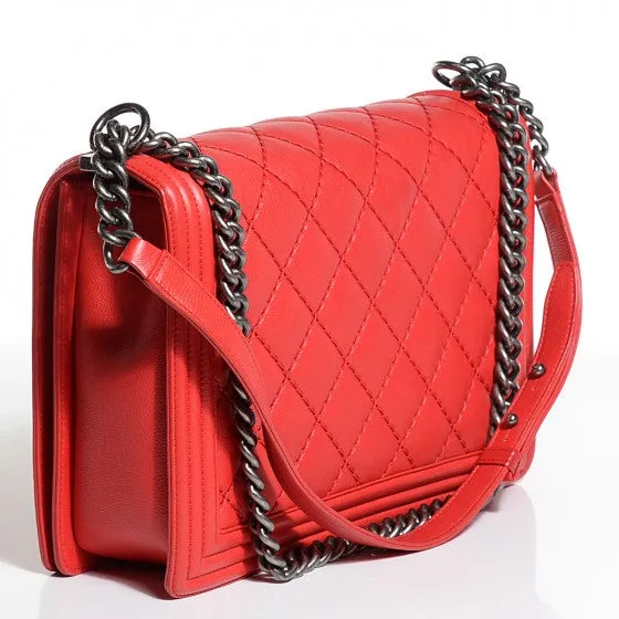 CHANEL Quilted Leather Large Boy Flap Bag