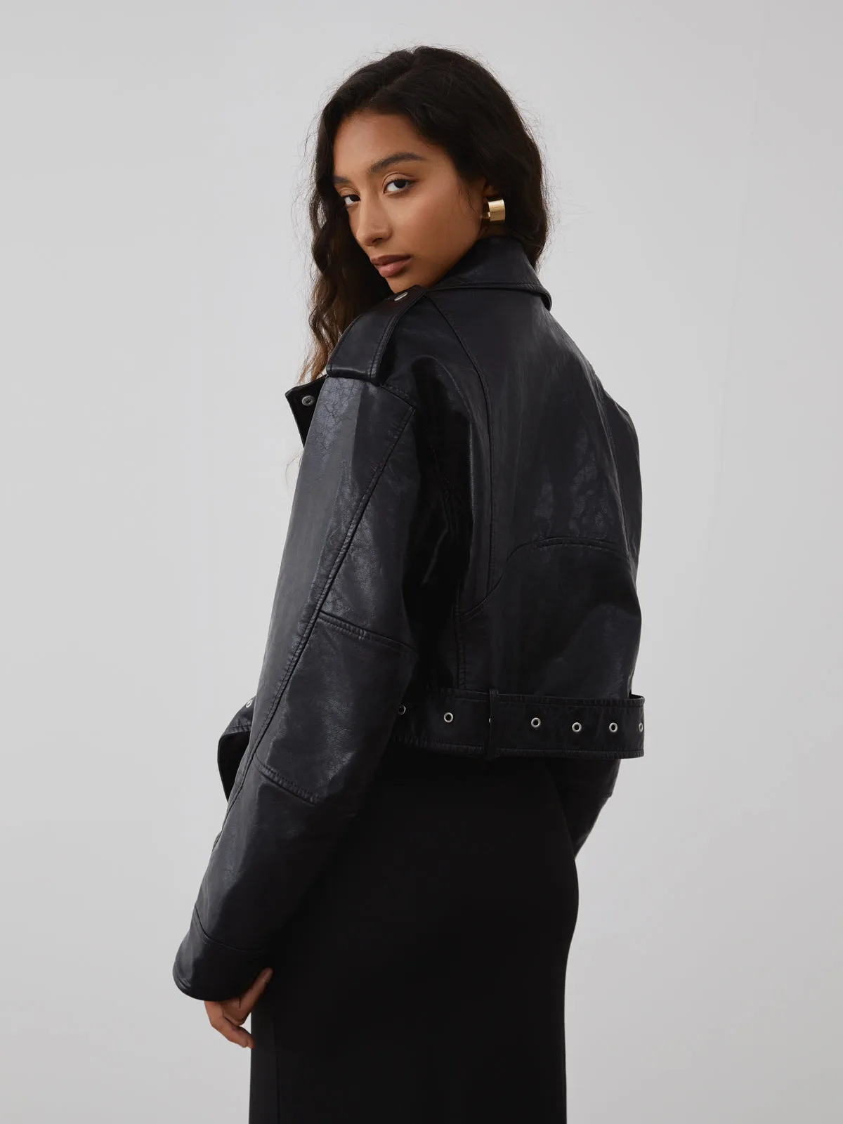 City Walk Graceful Faux Leather Jacket