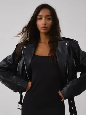 City Walk Graceful Faux Leather Jacket