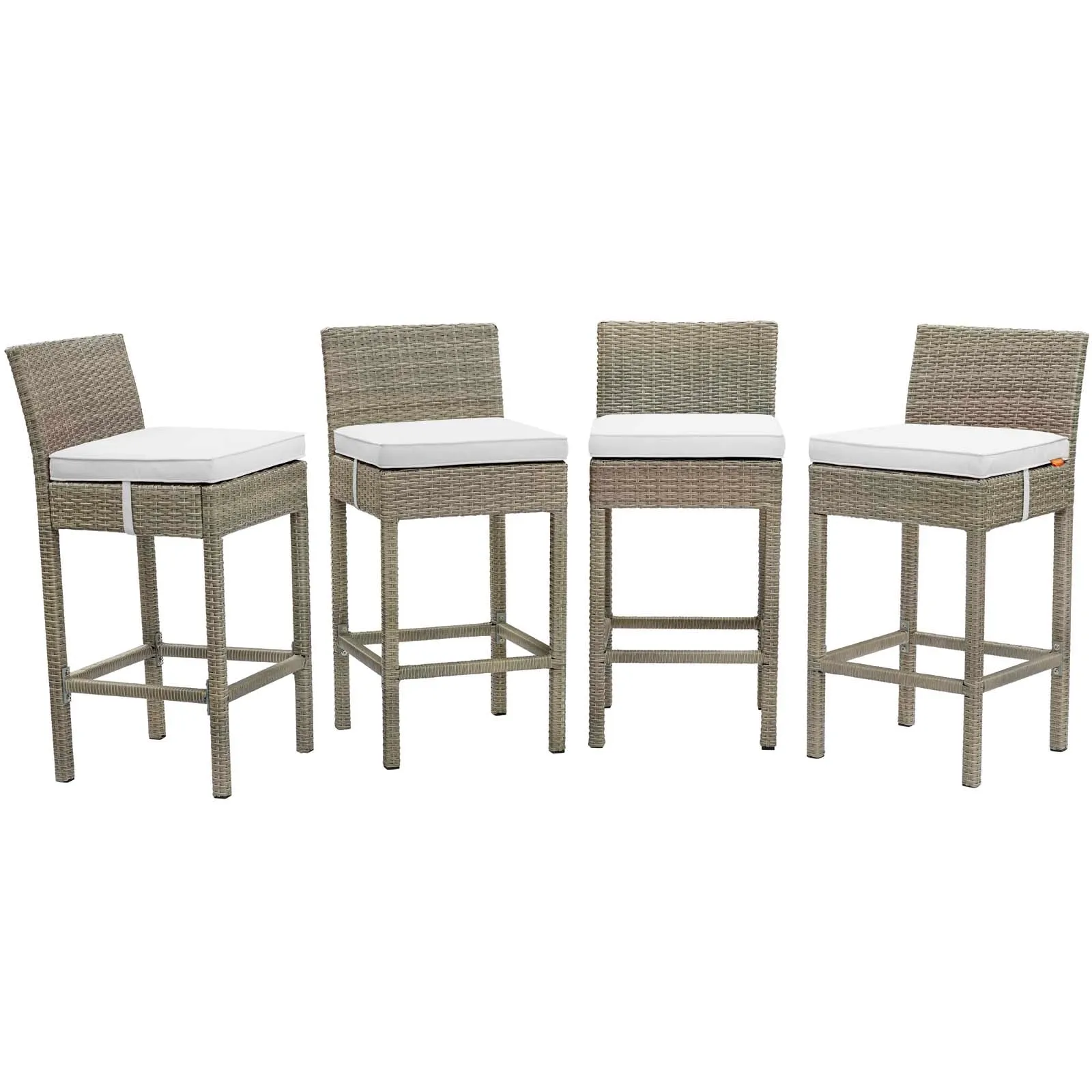 Conduit Bar Stool Outdoor Patio Wicker Rattan Set of 4 by Modway