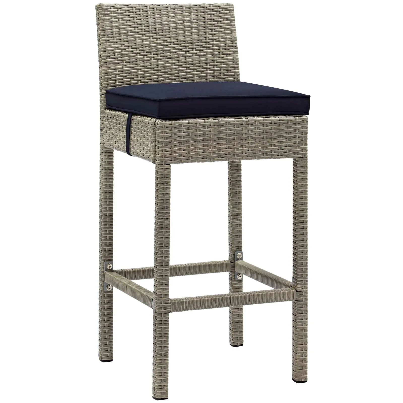 Conduit Bar Stool Outdoor Patio Wicker Rattan Set of 4 by Modway