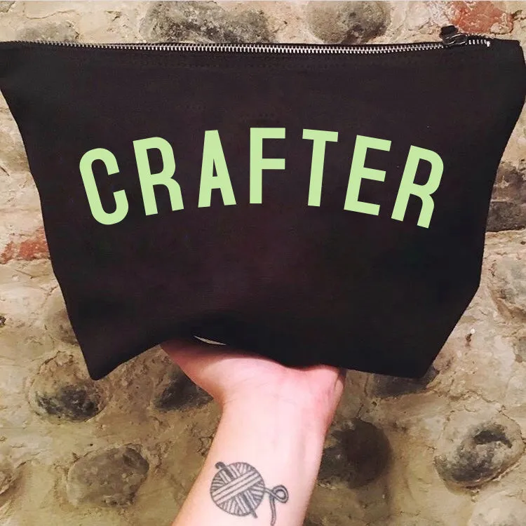 CRAFTER Project Bag - Cotton Zip Up Bag - Pastel Fonts