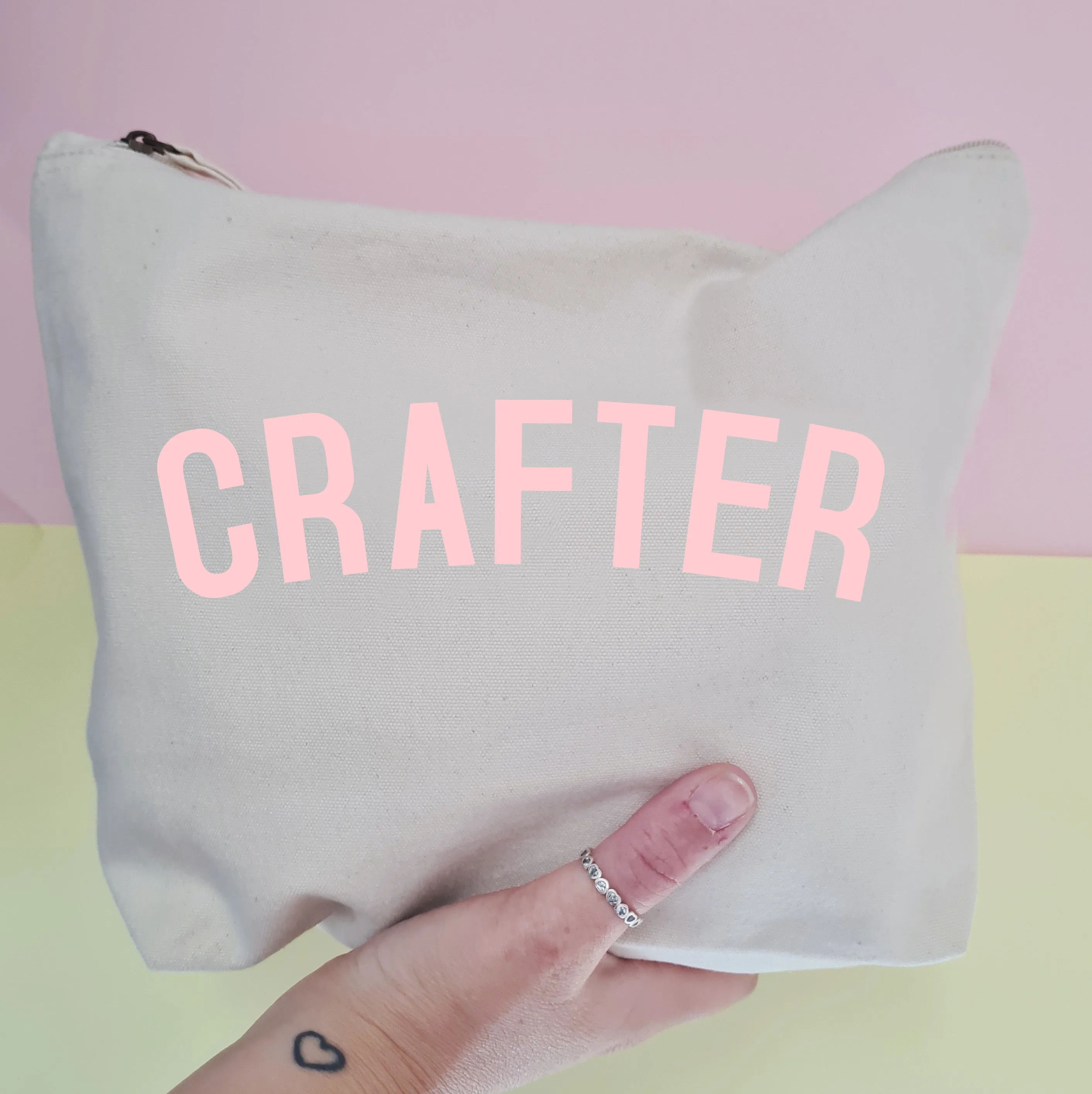 CRAFTER Project Bag - Cotton Zip Up Bag - Pastel Fonts