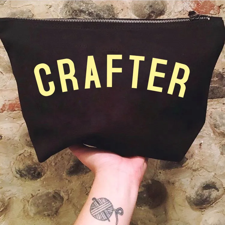 CRAFTER Project Bag - Cotton Zip Up Bag - Pastel Fonts