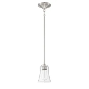 Craftmade Gwyneth 1 Light Mini Pendant Lamp in Brushed Polished Nickel - Clear Seeded Glass