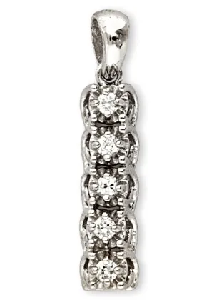 Cubic Zirconia Sterling Silver Rhodium Plated Prong Tennis Pendant