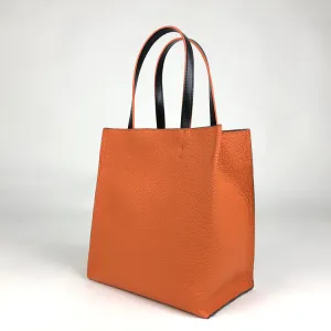 Cute Womens Orange Leather Tote Bag Best Tote Handbag Small Shopper Bag Purse for Ladies