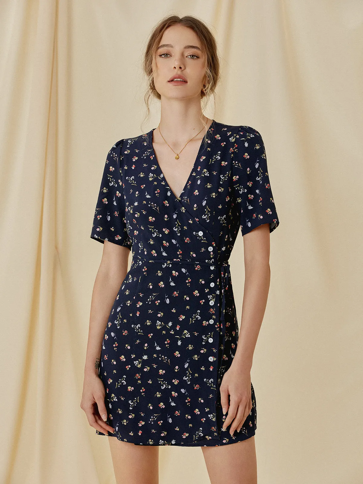 Daisy Promises Graceful Floral Wrap Dress