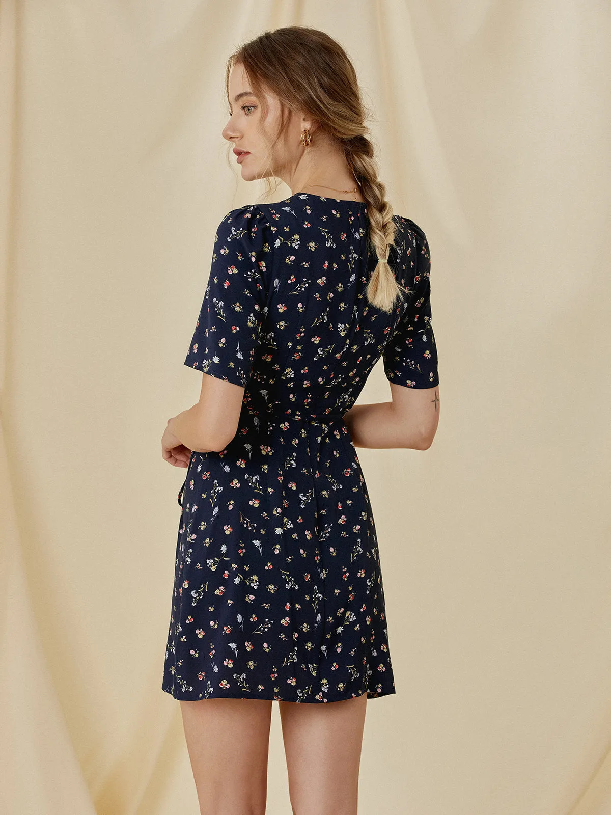 Daisy Promises Graceful Floral Wrap Dress