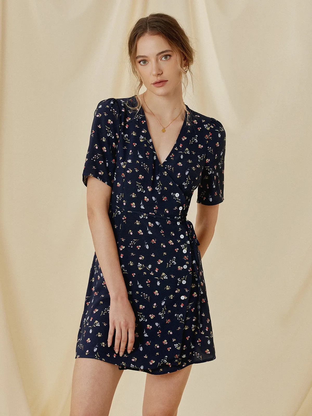 Daisy Promises Graceful Floral Wrap Dress