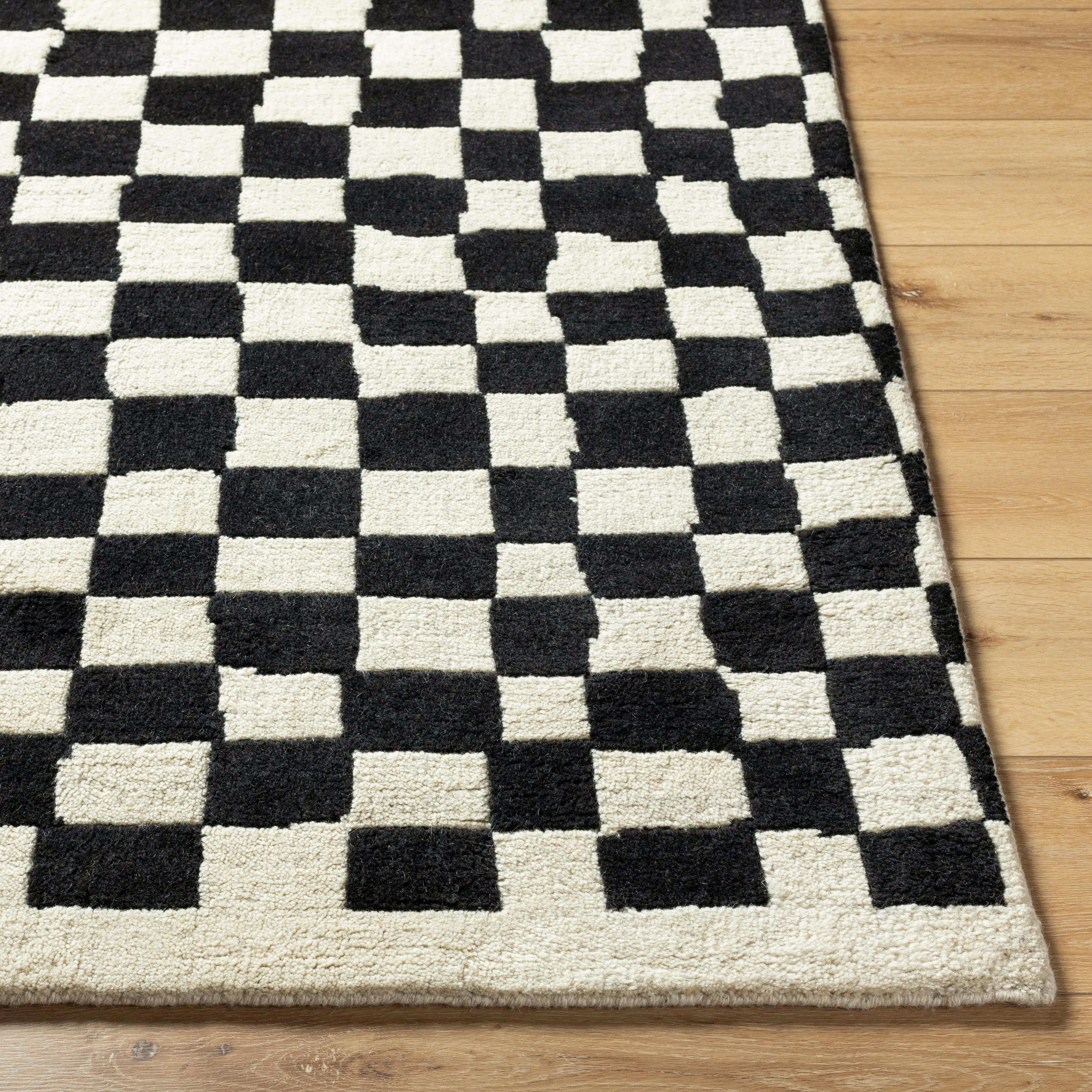 Damian Black Checkered Rug