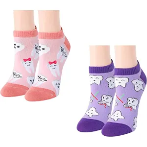 Dental Gifts, Tooth Socks, Funny Novelty Ankle Socks for Orthodontists, Dental Assistants, Dental School Graduates, Unique Dental School Students Gifts