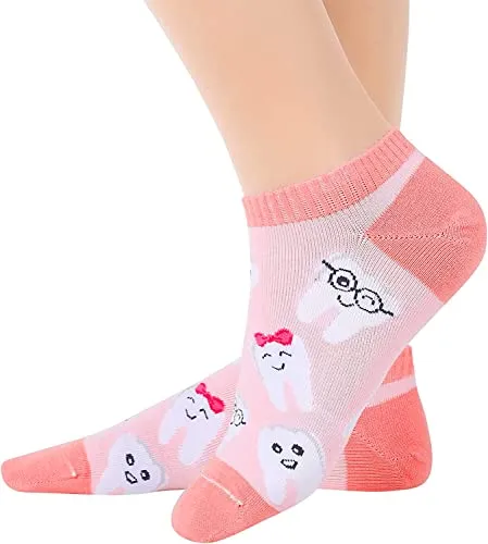 Dental Gifts, Tooth Socks, Funny Novelty Ankle Socks for Orthodontists, Dental Assistants, Dental School Graduates, Unique Dental School Students Gifts