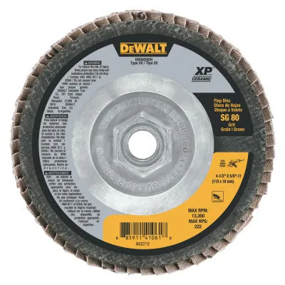 DeWalt® XP™ Ceramic Flap Discs, Type 29, 4 1/2 in, 80 Grit, 5/8 in  - 11 Arbor, DWA8282H