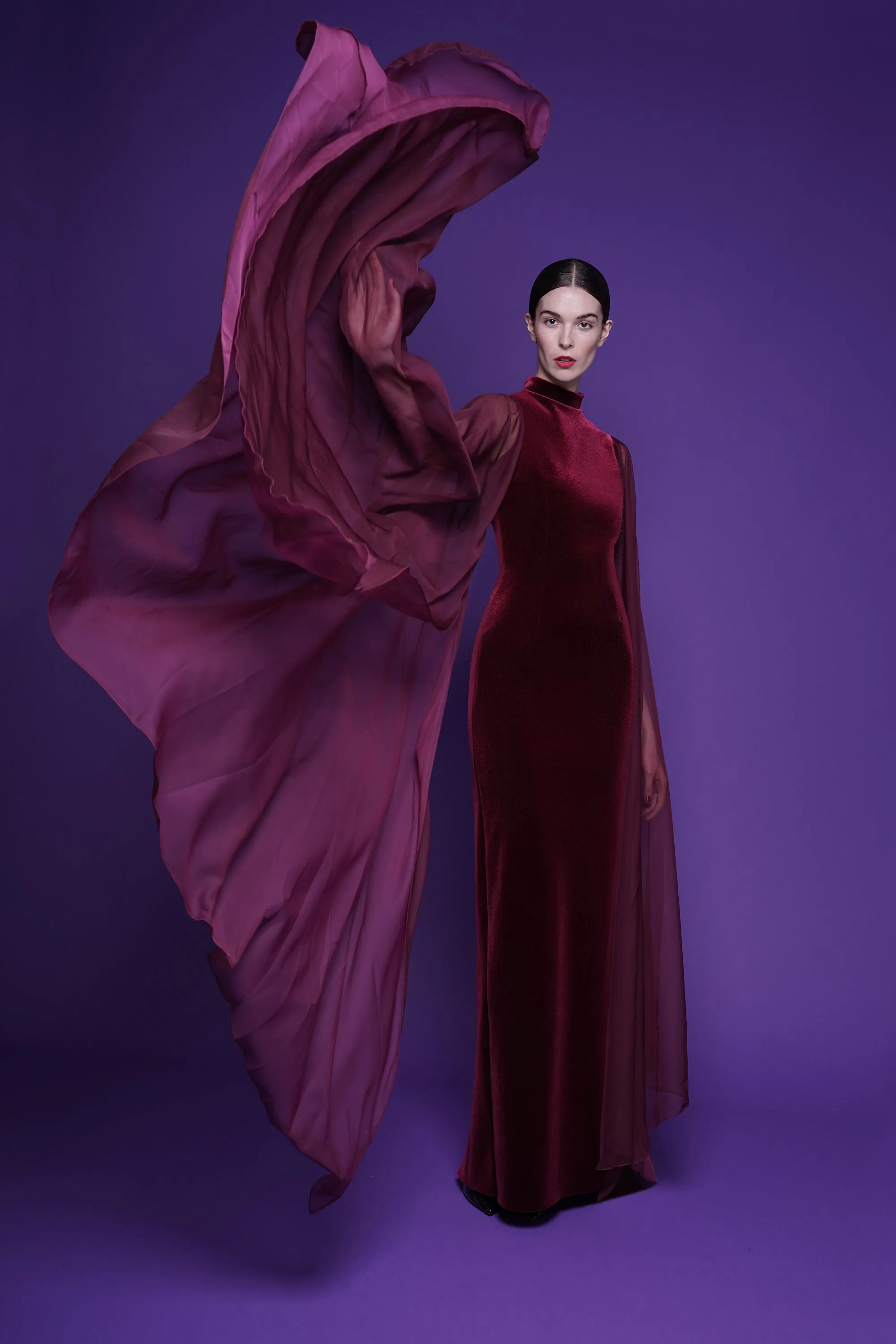 DILLA CHIFFON AND VELVET GOWN