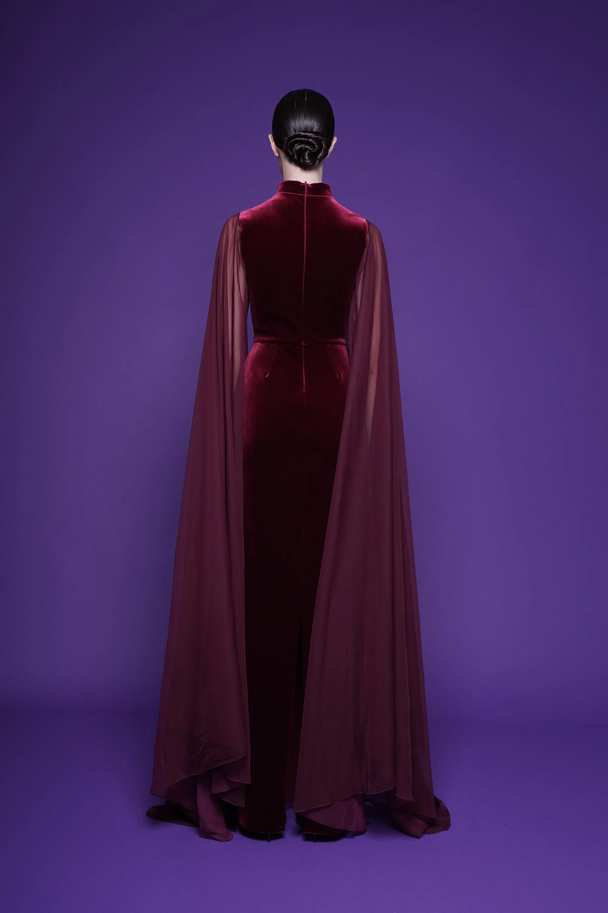 DILLA CHIFFON AND VELVET GOWN