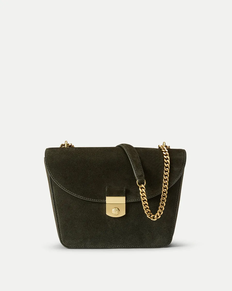 Double Link Suede Flap Bag