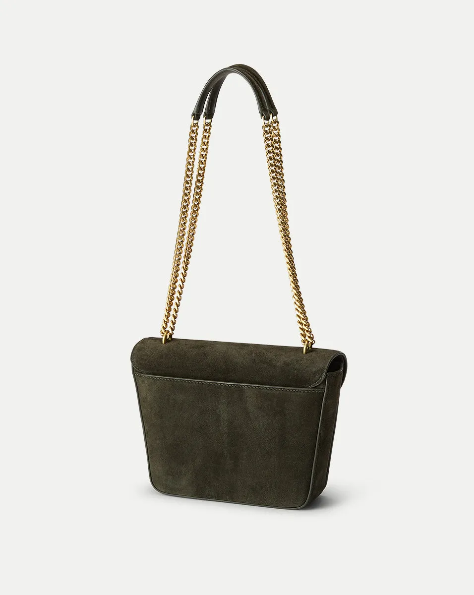 Double Link Suede Flap Bag