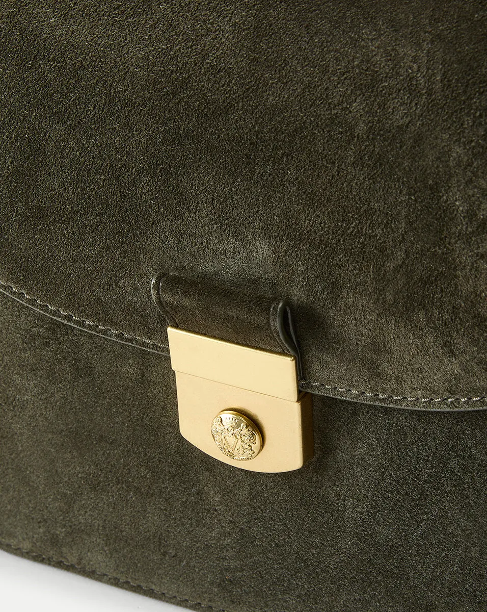 Double Link Suede Flap Bag