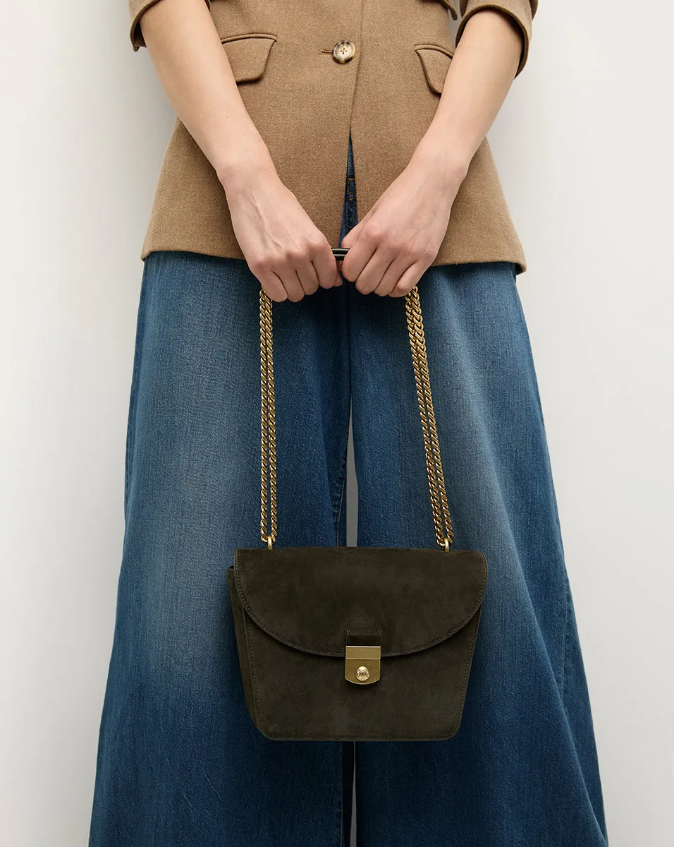 Double Link Suede Flap Bag