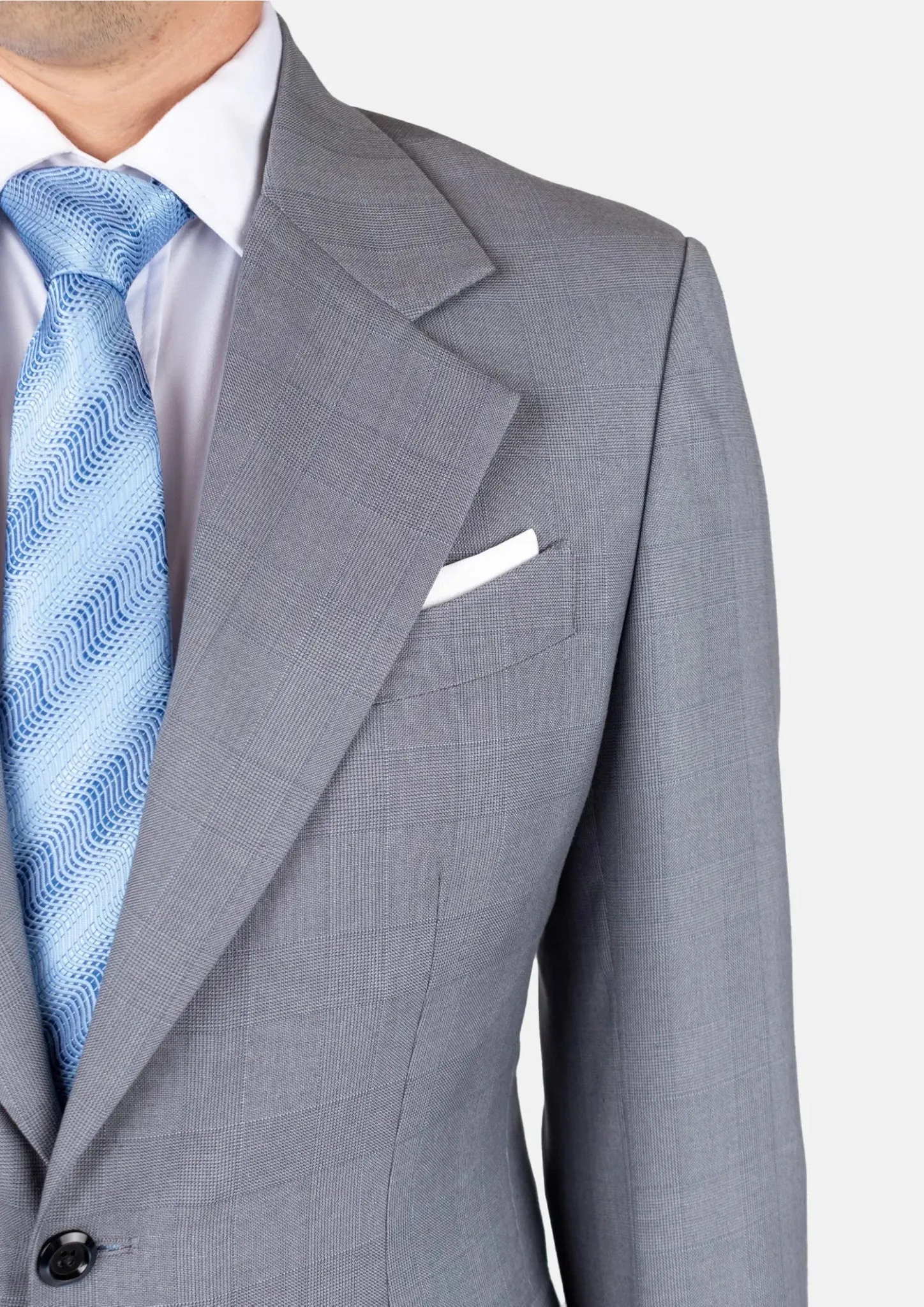 Ellis Light Grey Prince of Wales Suit