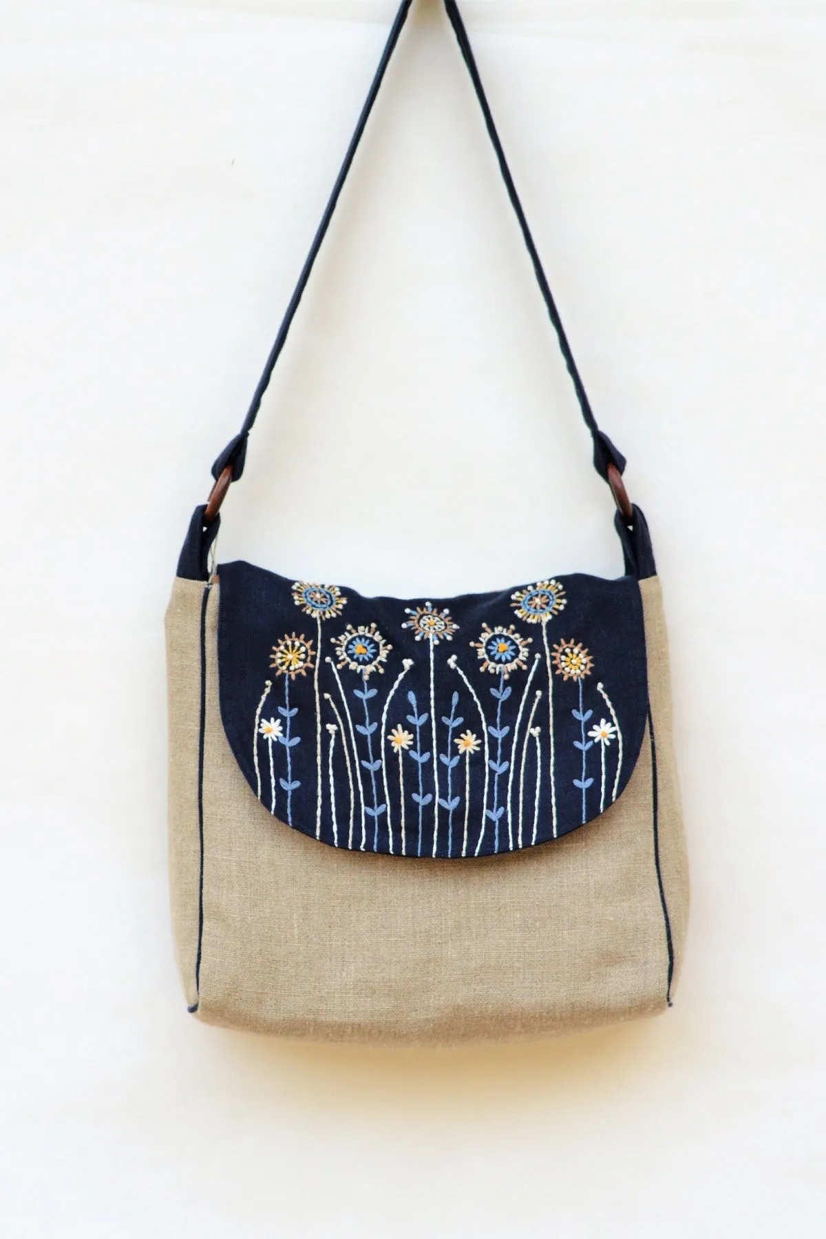 Embroidered Flap Bag