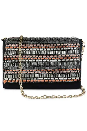 Embroidered Flap Clutch