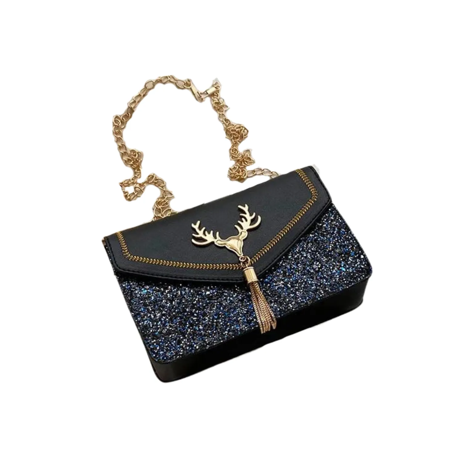 Enchanted Glitter Deer Tassel Crossbody Bag