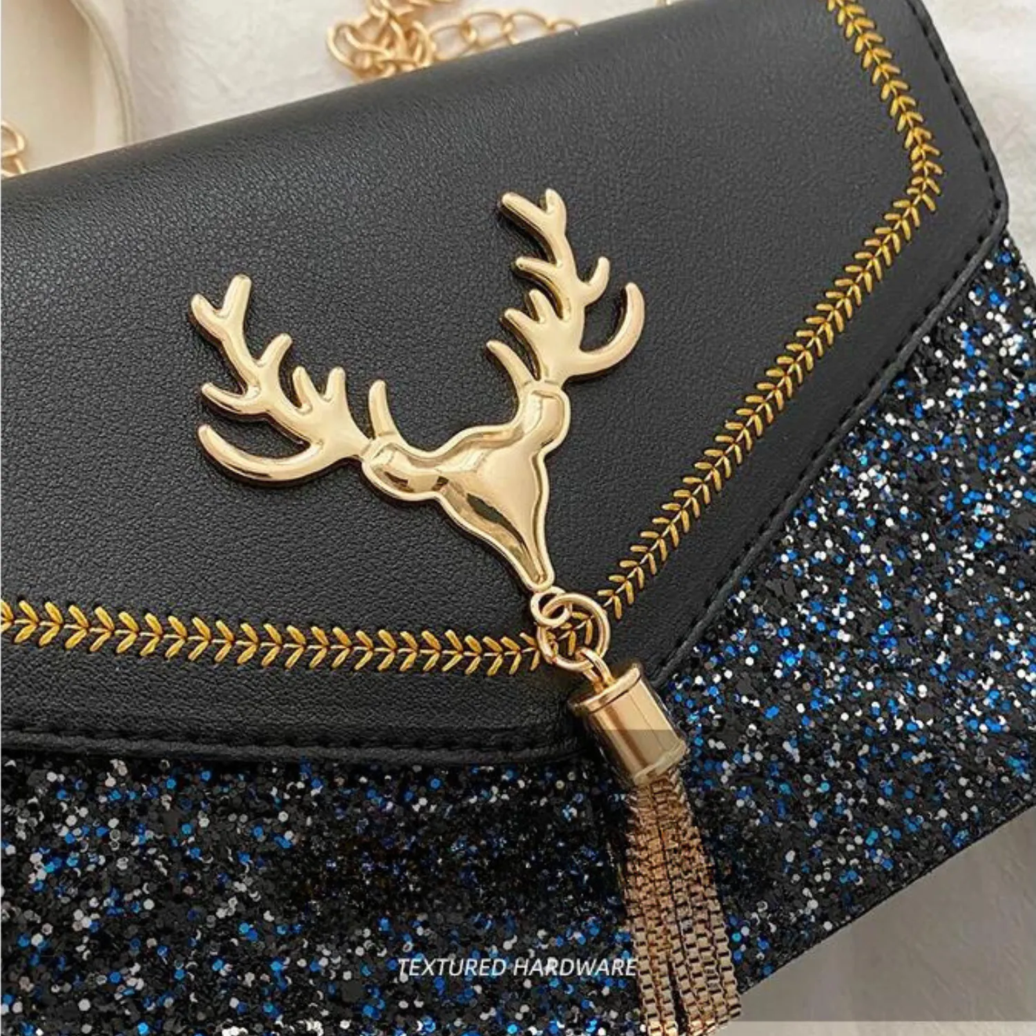 Enchanted Glitter Deer Tassel Crossbody Bag