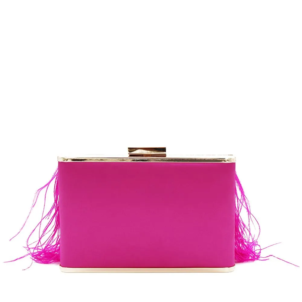 ESTELLE Fuchsia Feather Clutch