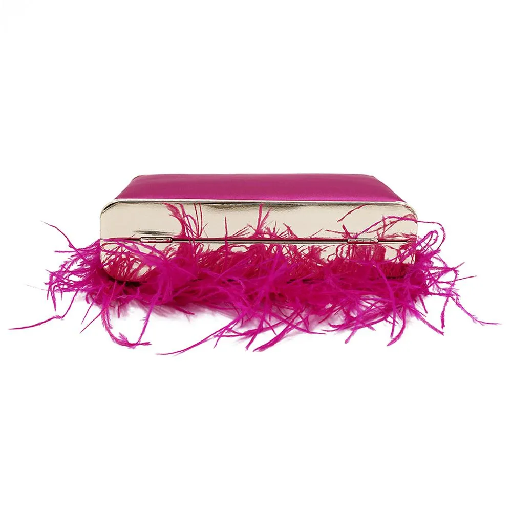 ESTELLE Fuchsia Feather Clutch