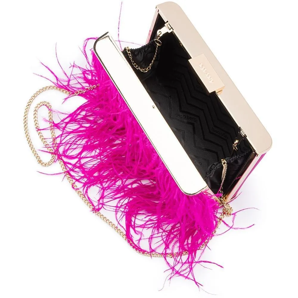 ESTELLE Fuchsia Feather Clutch