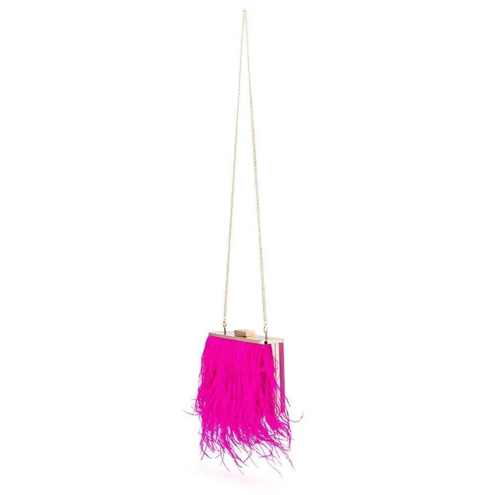 ESTELLE Fuchsia Feather Clutch