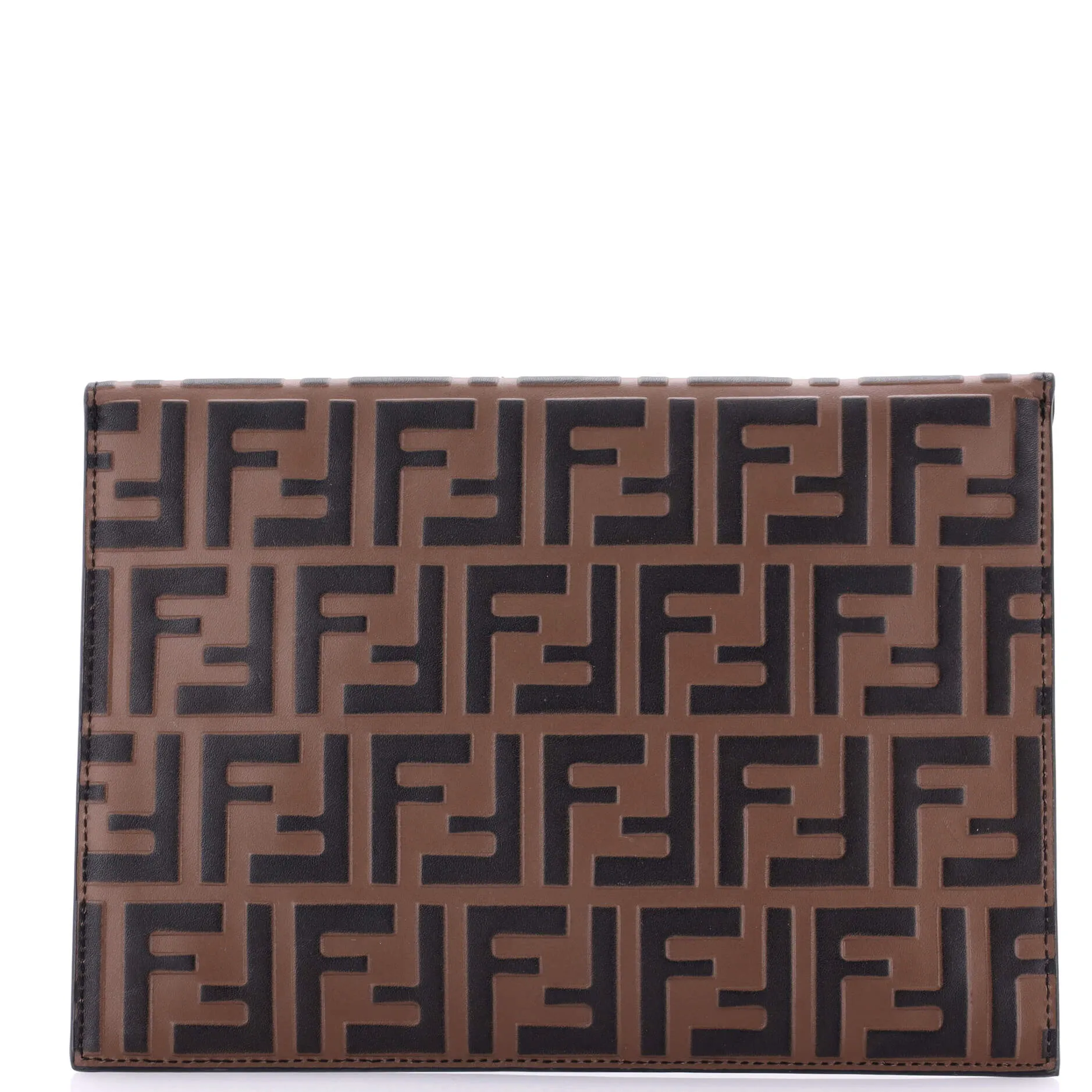 F is Fendi Envelope Flat Pouch Zucca Embossed Leather Large