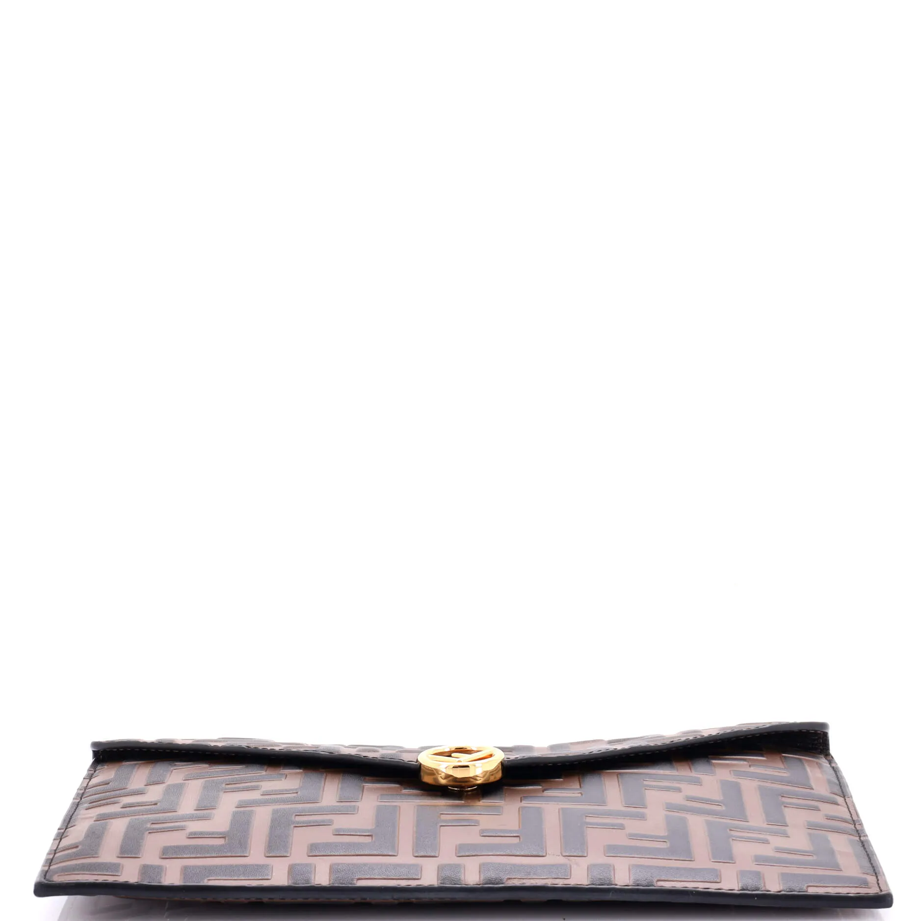 F is Fendi Envelope Flat Pouch Zucca Embossed Leather Large