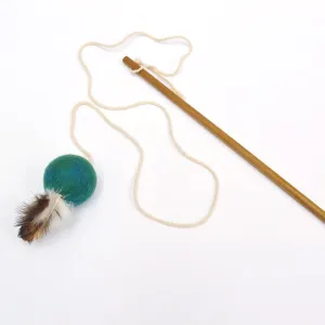 Feather Teaser Ball Cat Wand - Teal