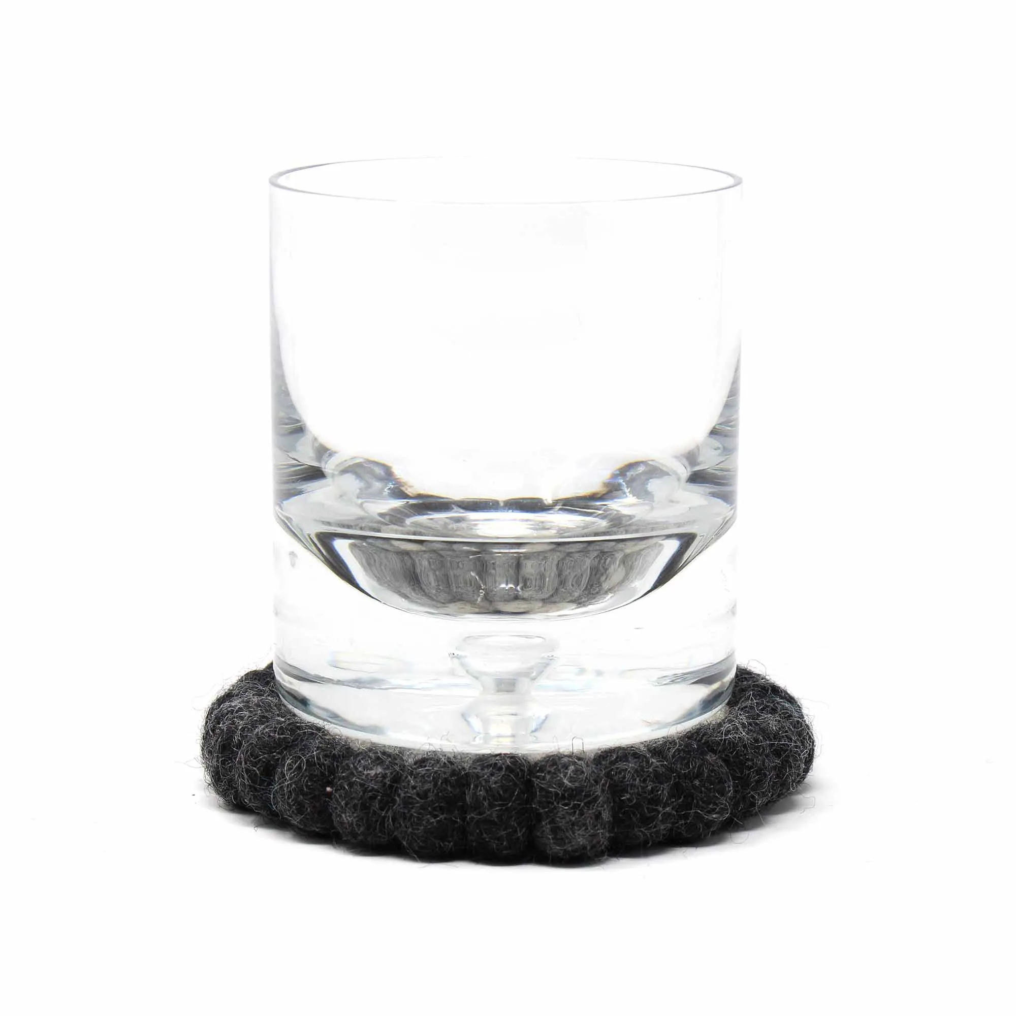 Felt Ball Coasters Black Grey - Set of 4